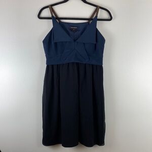 Laila Azhar 100% Silk Dress Sleeveless Blue Black Mini Womens Size 8